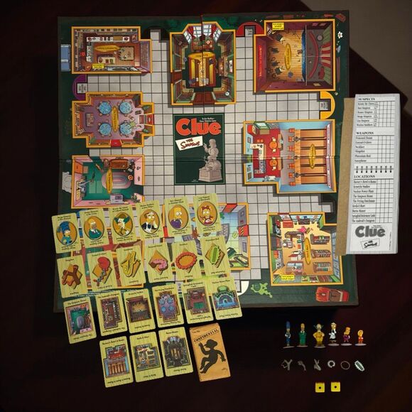 Simpsons Clue Board Game 2000 Parker Bros Colorful Character Tokens COMPLETE - Picture 4 of 9